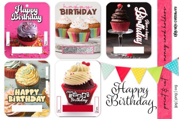 Download Birthday Cupcake Money Card Holder 2 - Premium Resources